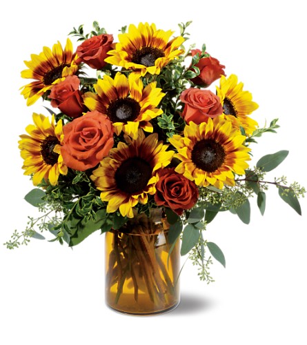 Esplendor de rosas y girasoles