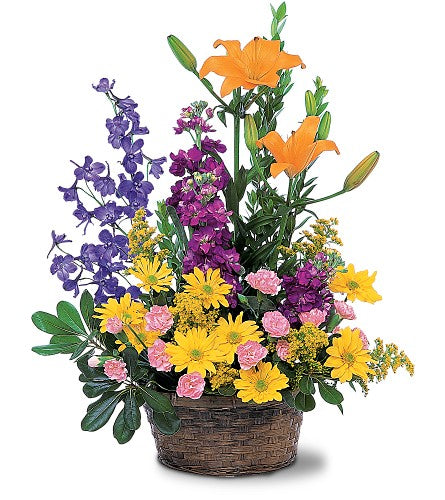 Basket with Mixed Flowers