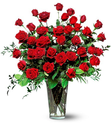 Three Dozen Long Stem Red Valentines Day Roses
