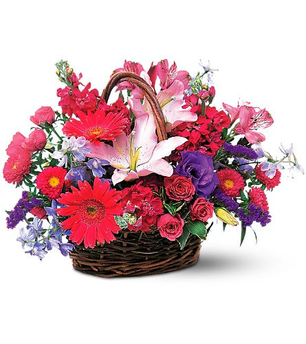Cesta rosa y lavanda