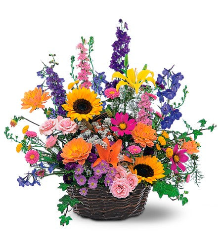 Cesta de flores de verano