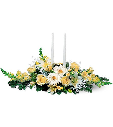 Two White Taper Centerpiece