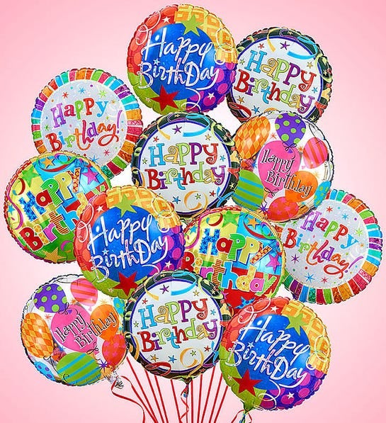 Globos Mylar de cumpleaños - Ramo de 12 globos