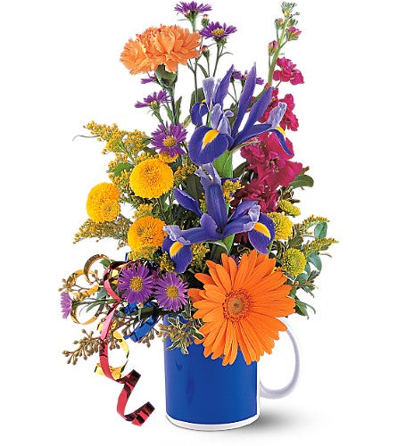 Cheerful Flowers in a Mug - Deluxe