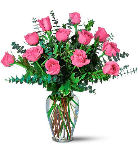 Pink Roses With Eucalyptus