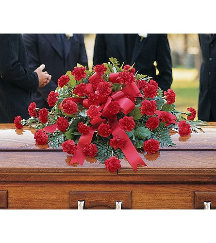 Red Regards Casket Spray